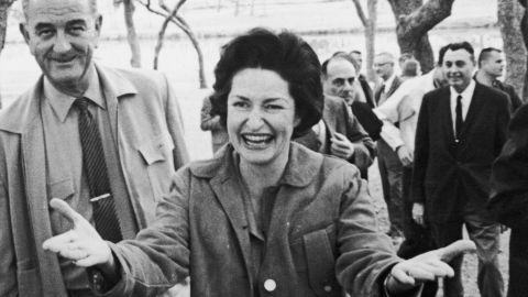Lady Bird Johnson, shown in 1963, made highway beautification her cause as first lady.