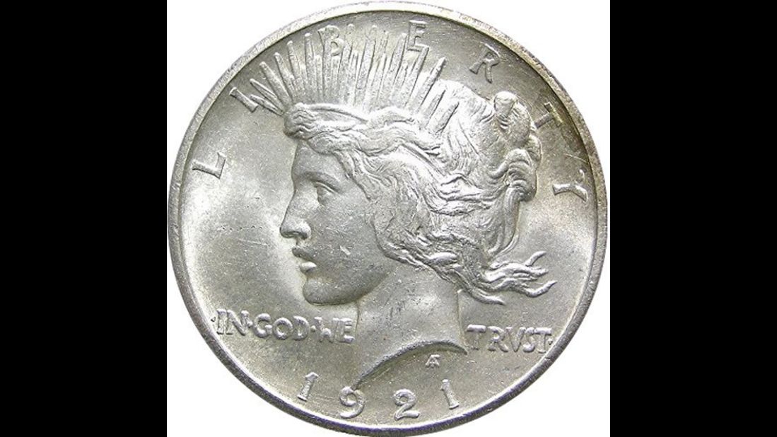 According to the U.S. Mint, the silver "Peace" dollar was produced from 1921 to 1935 to commemorate the end of World War I.