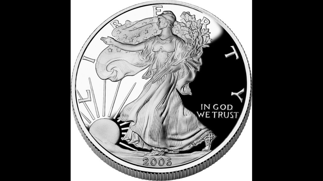 According to the U.S. Mint, the "American Eagle" silver dollar is based on the 1916 "Walking Liberty" half dollar.