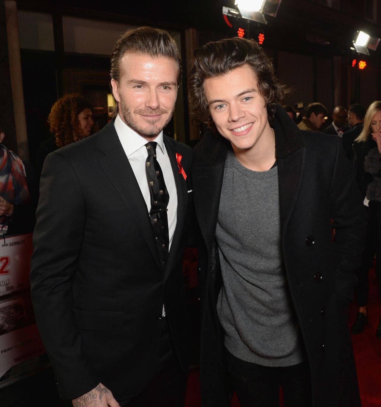 Brit favorites David Beckham and Harry Styles pause for a photo at the world premiere of "The Class of '92" in London on December 1. 