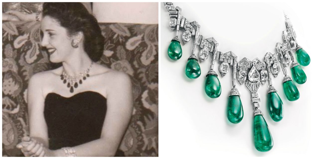 Van Cleef & Arpels was a high-society favorite. Princess Faiza of Egypt is pictured here with her own emerald and diamond necklace made by the brand.