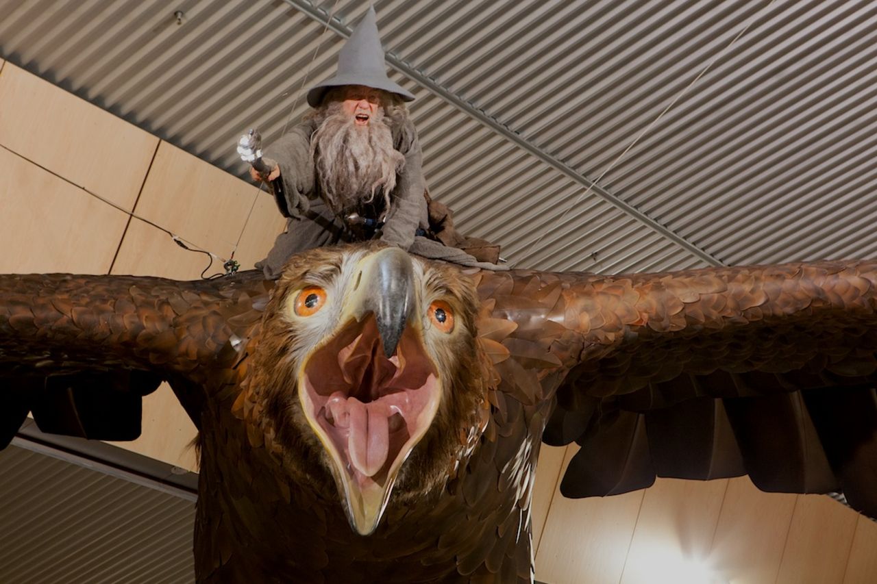 Wellington International Airport's new installation features two realistic "great eagles" from "The Hobbit: The Desolation of Smaug." The sculptures were created by Wellington's Weta Workshop -- the same team that built props and designed physical effects for "The Hobbit" and "The Lord of the Rings" trilogies. 