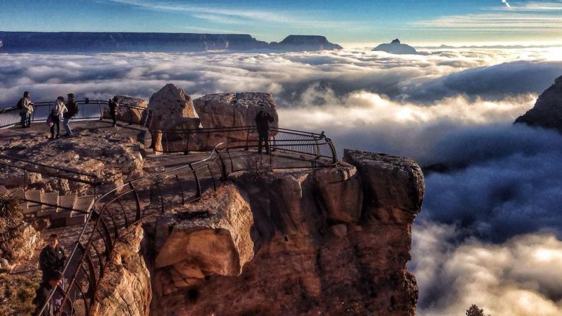 Grand Canyon National Park in Arizona was the second most popular national park last year. Shown here is <a href="http://www.cnn.com/2013/12/03/travel/grand-canyon-inversion/index.html?iref=allsearch">an inversion:</a> cold fog trapped in the canyon by a "lid" of warm air. What makes it rare are the sunny skies accentuating the layers of air.