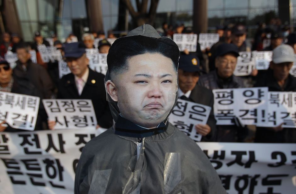 Afghanistan, North Korea and Somalia tied last with eight points each in the survey. In Seoul, South Korea, the effigy of North Korean leader Kim Jong Un is seen during an anti-North rally commemorating the four people killed in a 2010 attack by North Korea in Yeonpyeong on November 23, 2013.