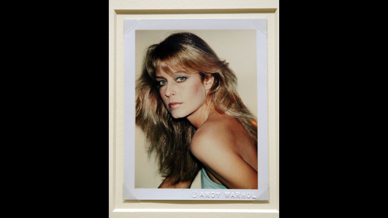 A Polaroid portrait of Fawcett, taken by Warhol, is displayed at Sotheby's in New York during a preview of The Polaroid Collection in June 2010. 