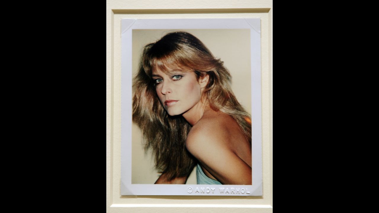A Polaroid portrait of Fawcett, taken by Warhol, is displayed at Sotheby's in New York during a preview of The Polaroid Collection in June 2010.