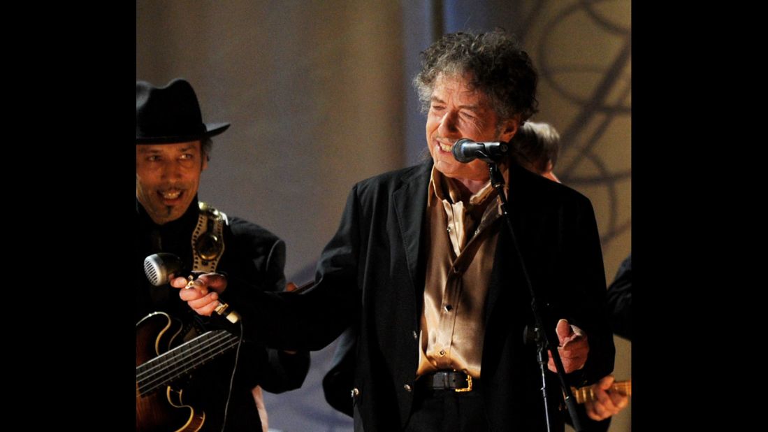 Dylan performs during the Grammy Awards in 2011. Dylan has won 10 Grammys in his career, as well as one Golden Globe Award and one Academy Award.