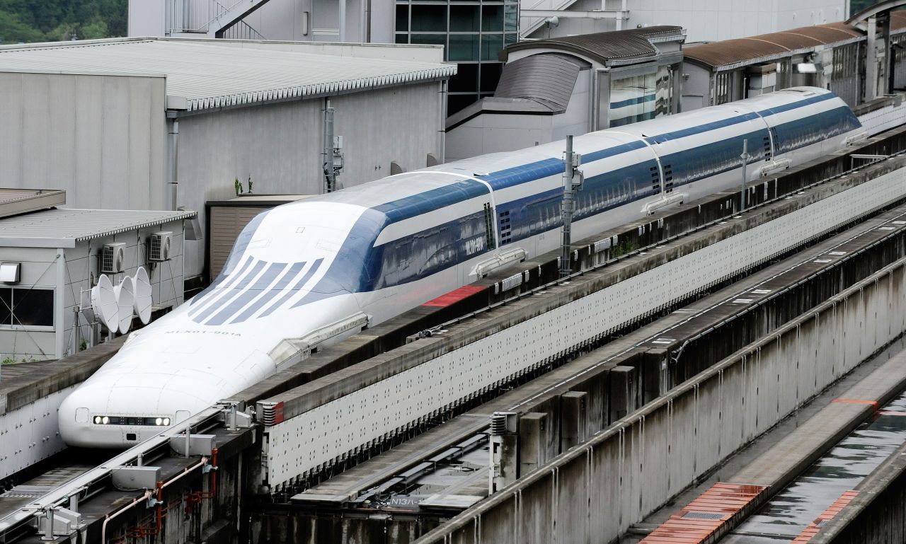 Even faster is Japan's maglev train. In 2015 it hit 603 km/h on an experimental track -- a new world record. Maglev trains use magnets to float above the tracks and move forward. However, Japan's won't actually open to passengers for another decade.