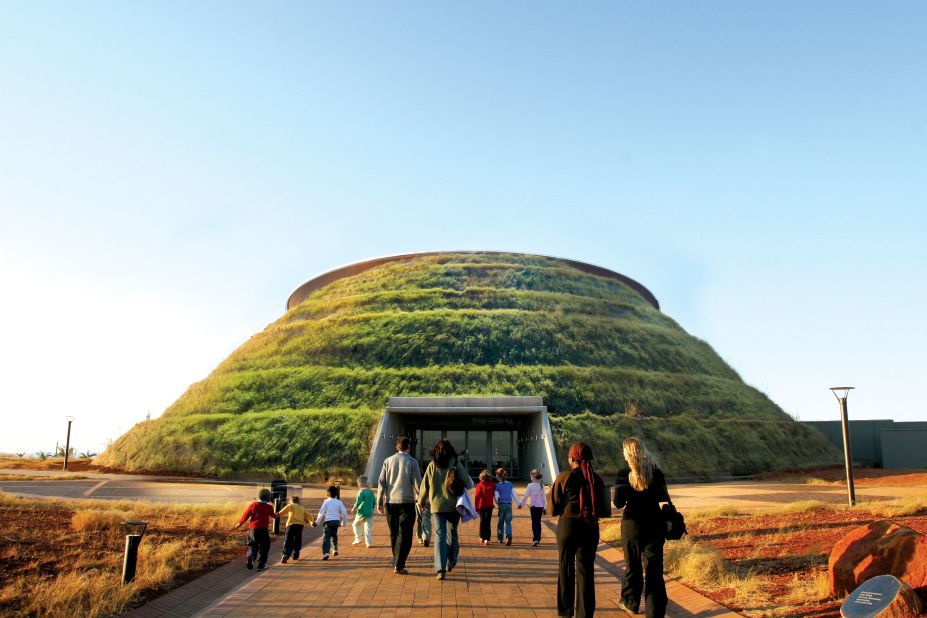 The unusual Maropeng building, housed in a giant grassy mound, has displays showing humankind's journey through time.
