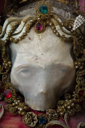 <em>For the relic of St. Deodatus in Rheinau, Switzerland,artisans molded a wax face over the upper half of the skull and used a fabric wrap to create a mouth</em><br /><br /><strong>CNN:</strong> <strong>Does the skeletal aesthetic still influence designers and artists today?</strong><br /><br /><strong>PK: </strong>There are definitely examples of similar types of things in the modern world, especially in the work of an artist like Damien Hirst, and the look seems to have filtered into popular culture in a kind of Pirates of the Caribbean aesthetic. But these skeletons so fell out of history, pretty much being known about only locally if at all, that it's hard to say if there is any direct line of descent between them and the cognates one might find in the modern world.