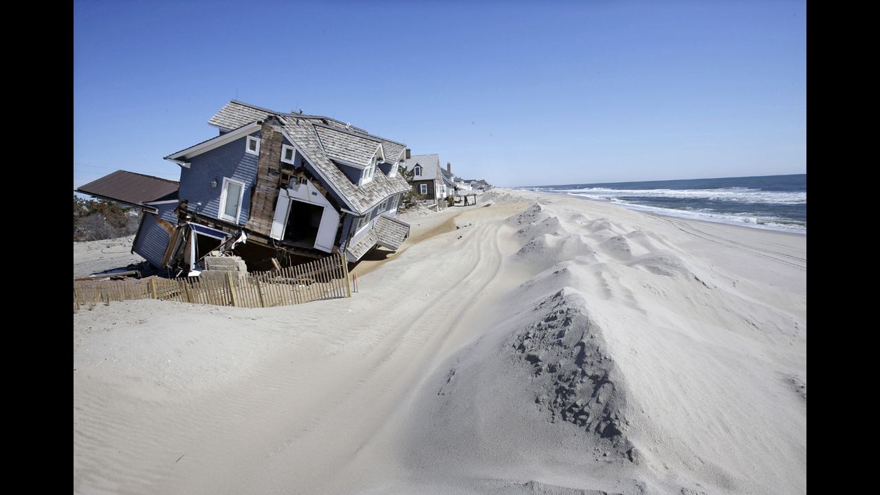 <strong>April 25:</strong> Homes severely damaged by Hurricane Sandy are seen in Mantoloking, New Jersey, six months after Sandy devastated the Jersey shore and New York City and pounded coastal areas of New England.