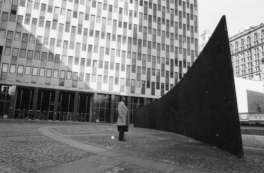 "Tilted Arc" by Richard Serra in the Federal Plaza, downtown Manhattan 