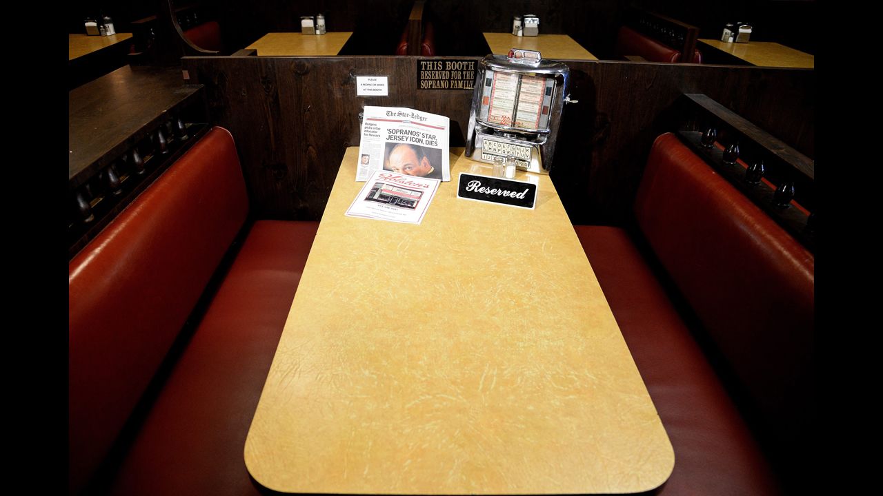 <strong>June 20:</strong> A reserved sign is placed on a table at Holsten's ice cream parlor in Bloomfield, New Jersey, on the day actor James Gandolfini died of a heart attack in Italy. Holsten's is where Gandolfini filmed the final scene of the final episode of the television series "The Sopranos."