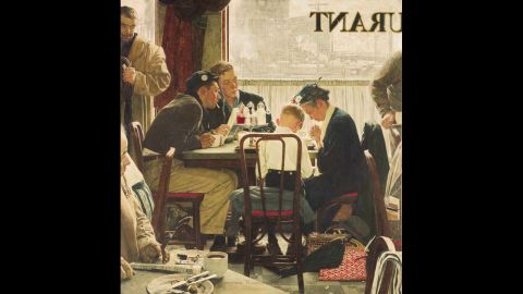 Norman Rockwell's painting "Saying Grace" sold for $46 million in 2013 at Sotheby's American Art auction. It was a record for works by the late artist and for a single American painting. The illustration originally appeared on the Thanksgiving issue cover of The Saturday Evening Post in 1951.
