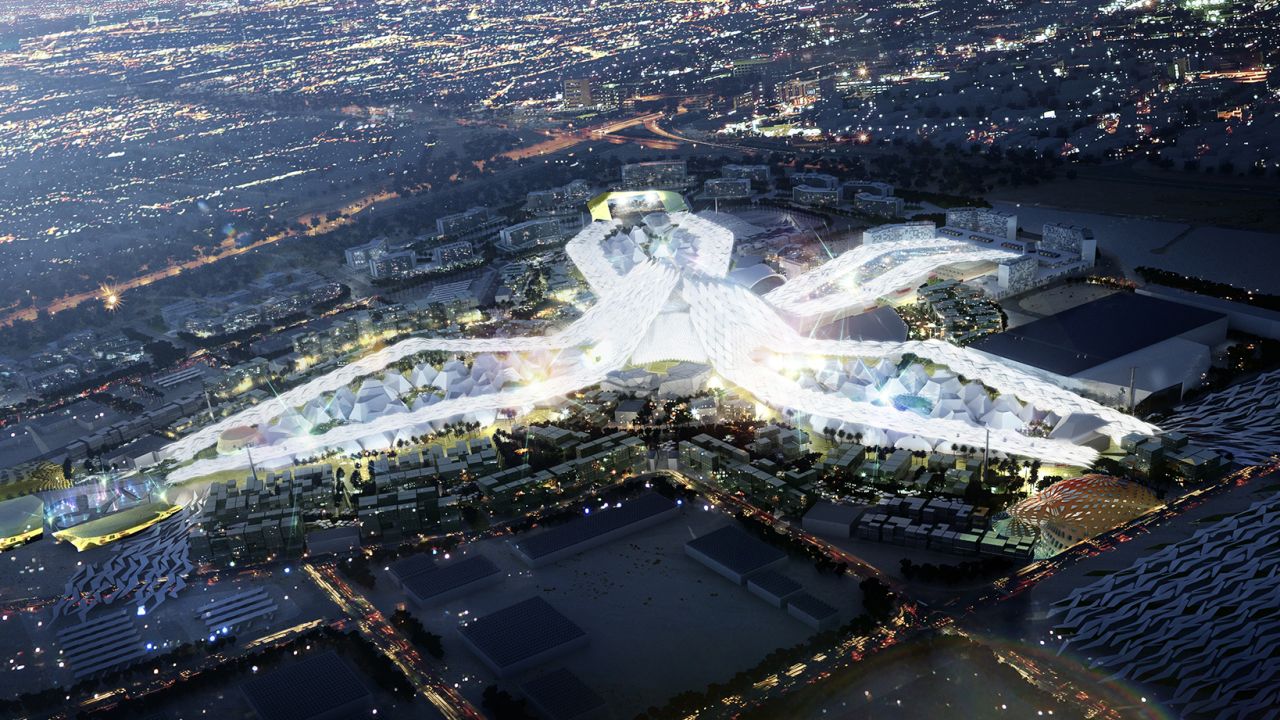 Artist's impression of Expo site at night