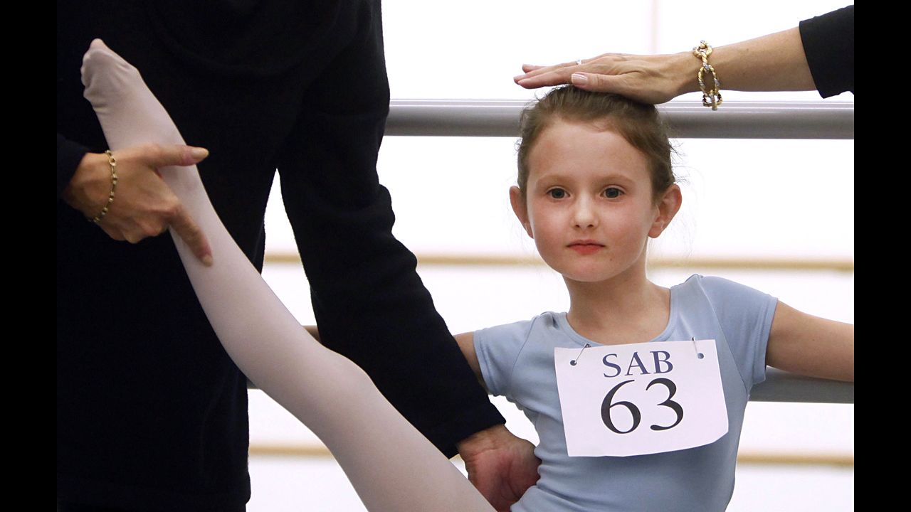 <strong>April 5:</strong> Natacha Ross is evaluated during an audition for 6-year old ballet hopefuls at the School of American Ballet in New York.