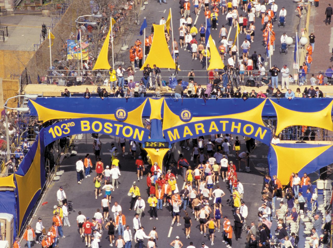 Runners and tourists alike are expected to fill the streets for Boston's 2014 running of the marathon. Shown here is the 1999 race. 