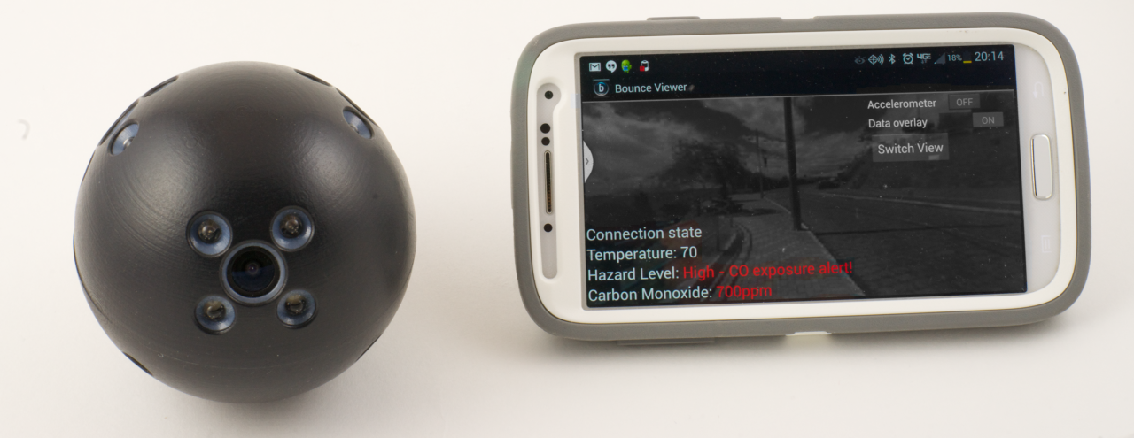The shock-absorbent ball, which contains a series of cameras and sensors, can be thrown into dangerous or unknown locations to take panoramic images. It can also have heat sensors, Geiger counters, vibration antennae and smoke detectors installed. All the information is then fed back instantly to a mobile device so that first responders can assess what is round the corner, down a tunnel or amid the rubble.
