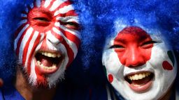 BELO HORIZONTE, BRAZIL - JUNE 22:  Fans with painted faces pose for a photo during the FIFA Confederations Cup Brazil 2013 Group A match between Japan and Mexico at Estadio Mineirao on June 22, 2013 in Belo Horizonte, Brazil.  (Photo by Laurence Griffiths/Getty Images)