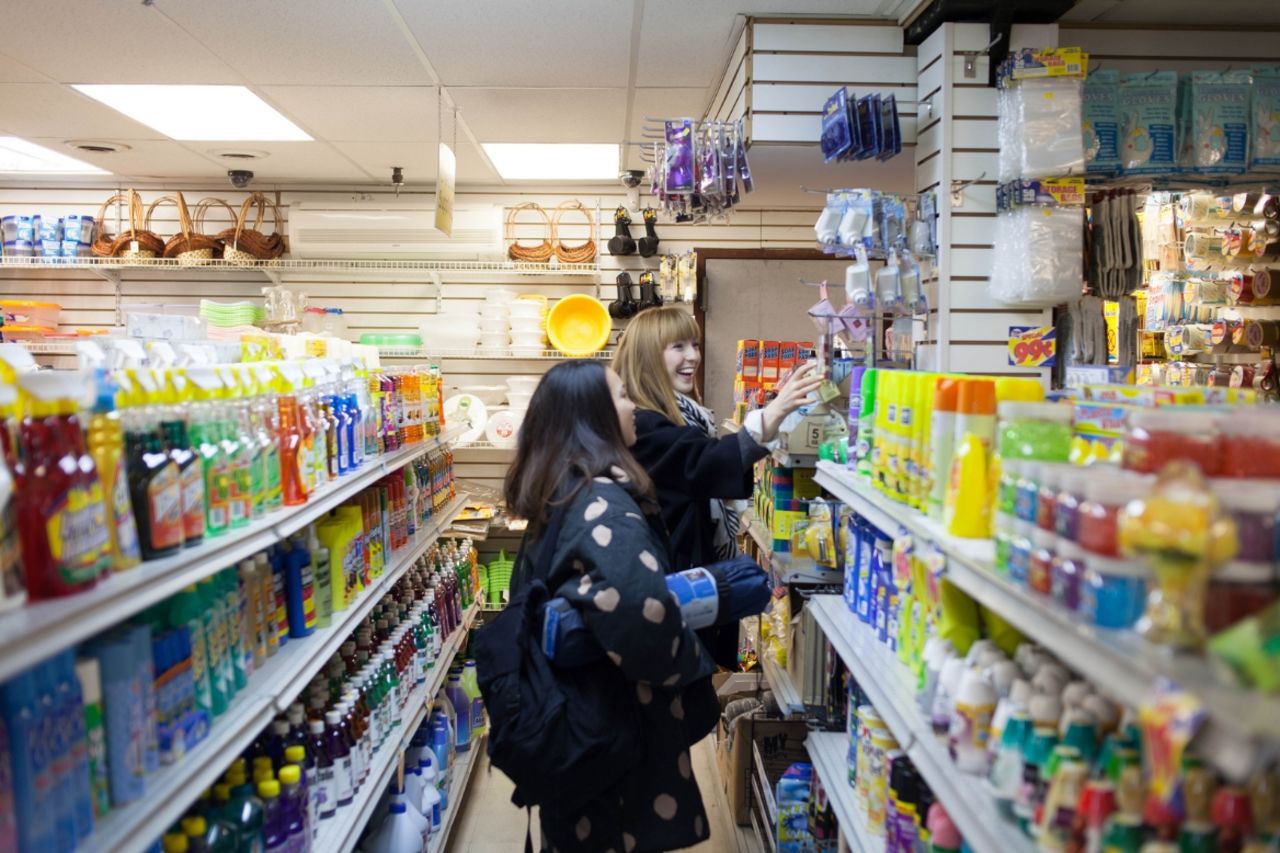 Here, two shoppers check out the space-age products hidden in an ordinary store. "We're interested in crowd-sourcing futures, as opposed to presenting ourselves as these 'futurists' sitting in a white box, twiddling our thumbs and imaging the future," said Montgomery. "We almost consider ourselves service providers for helping others to think about the future."