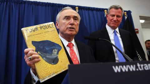 New York Police Commissioner Bill Bratton, left, and Mayor Bill de Blasio say the city is ready. They're shown in a photo from a few weeks ago.