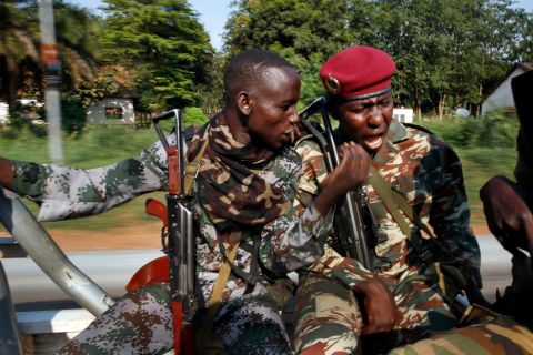 Seleka soldiers patrol Bangui on December 5. 