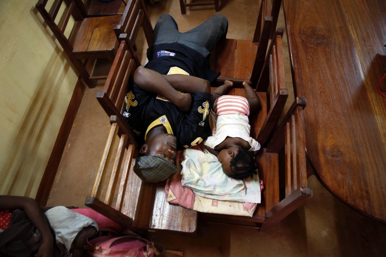 Civilians seek shelter in a Catholic church in Bangui on December 5.