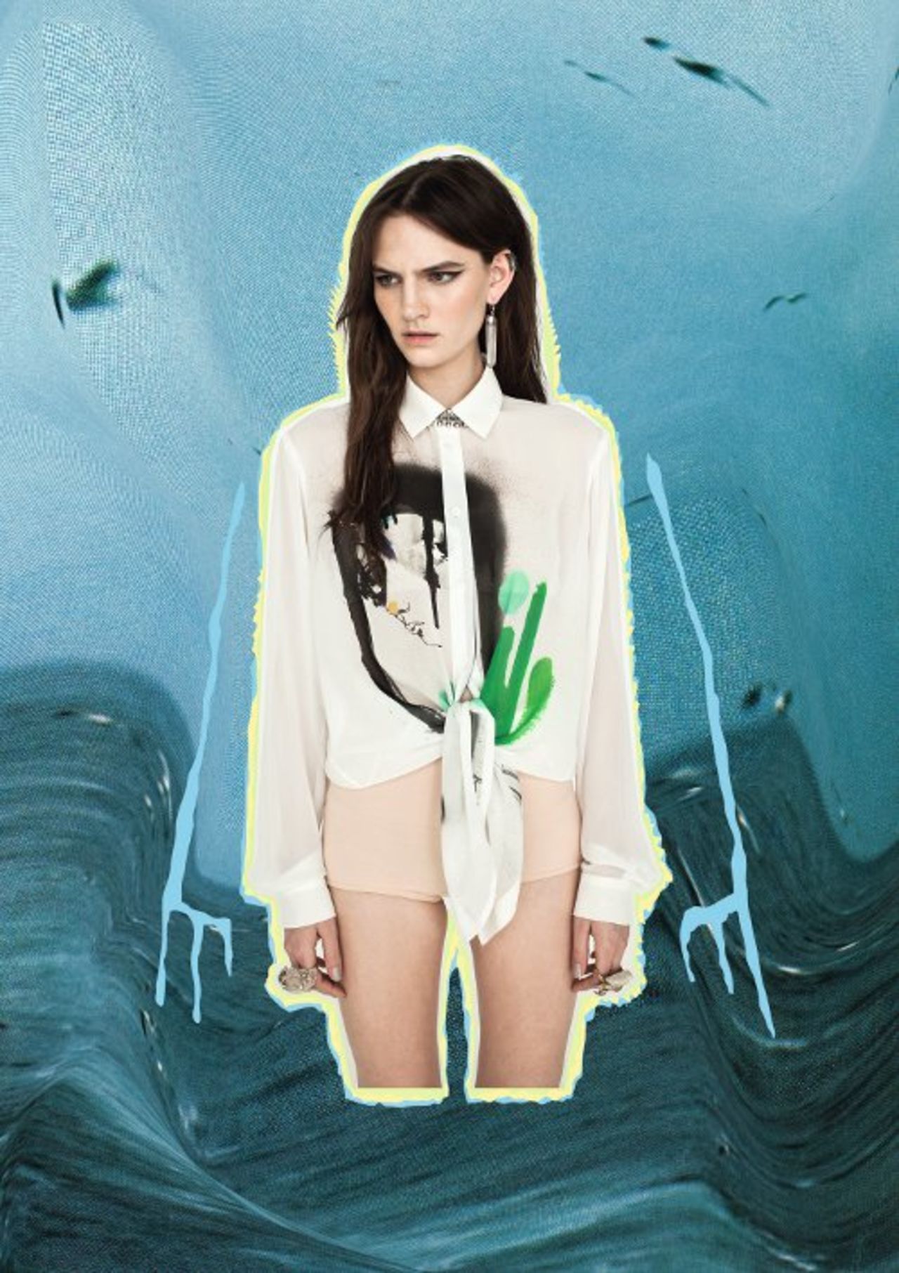 Dutch artist Julie Verhoeven is known for her high profile fashion collaborations with the likes of Louis Vuitton, Mulberry and Versace. This picture shows the product of her work with the Australian fashion brand Something Else, which featured her illustrations on a series of shirts.
