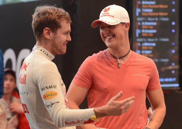 Sebastian Vettel is proving to be a worthy successor to fellow German driver Michael Schumacher (right) as the biggest star in Formula One.