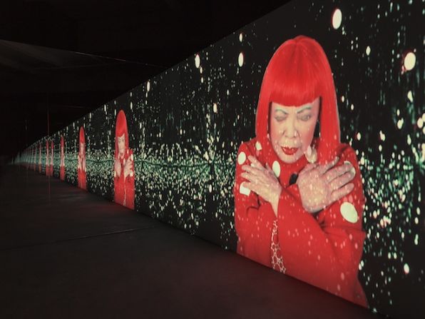 <em>Manhattan Suicide Addict</em> is a video installation that shows Kusama performing a song that she wrote.