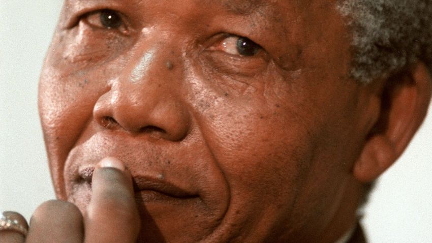 South African President Nelson Mandela in February 1991.