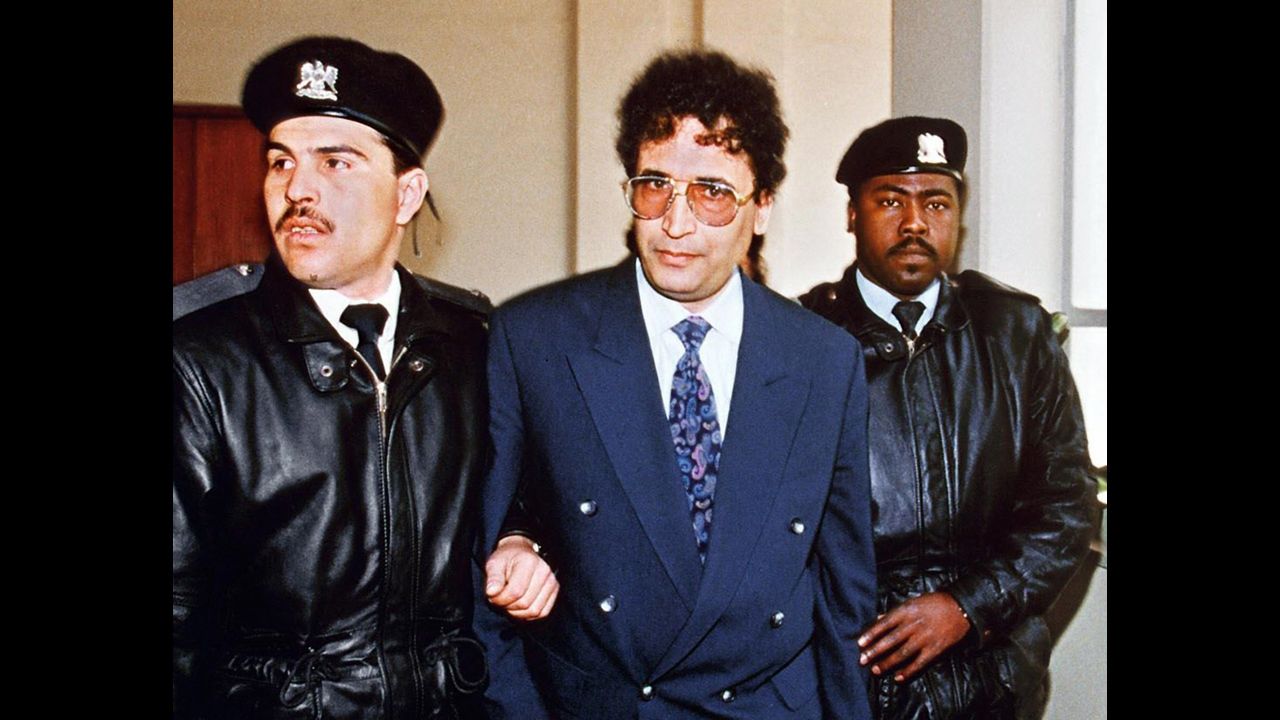 Al Megrahi is escorted before appearing at the Supreme Court in Tripoli, Libya, for a hearing in February 1992. Nearly 10 years later, in January 2001, he was found guilty in a Scottish court.
