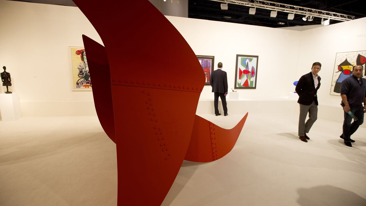 An Alexander Calder sculpture titled "Brontosaurus" is displayed during the show on Wednesday, December 4.