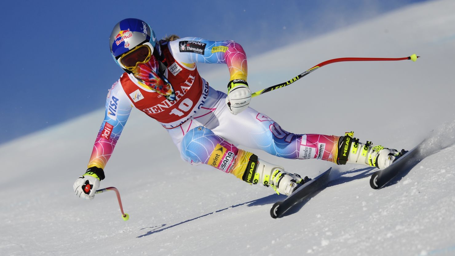 Lindsey Vonn safely negotiated her first run down the Lake Louise course where she has won 14 times.