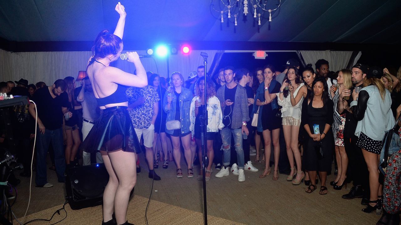 Zoe and Adam of ASTR perform during Art Basel at Soho Beach House on Saturday, December 7, 2013 in Miami Beach. 
