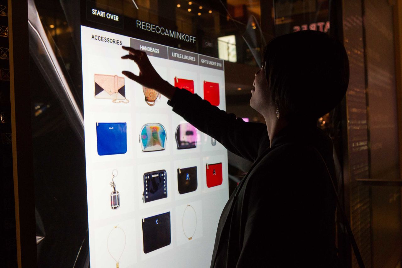 The technology used is called "Connected Glass" and is likely to be used to create new shopping opportunities, particularly in busy airports and transport hubs.