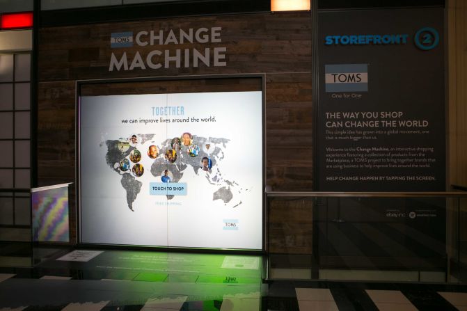 Footwear company TOMS also has a digital storefront at the mall. New shoes can be ordered and delivered to your home for free, so no need to lug them around while you continue shopping.