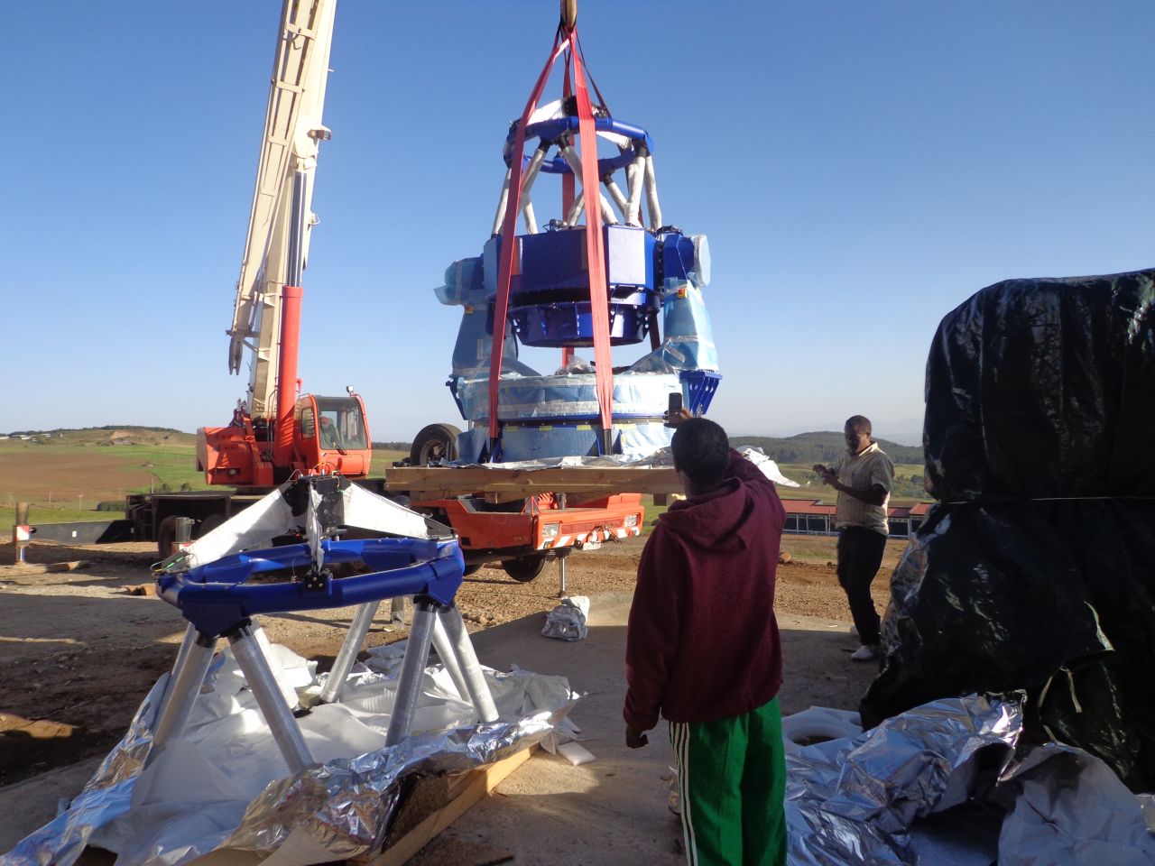 Engineers assemble the telescopes in the Entoto Mountains.