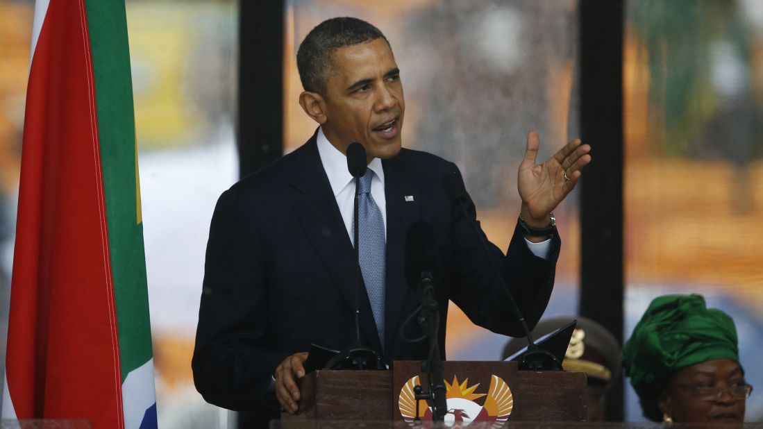 President Barack Obama addresses the crowd during the memorial service.