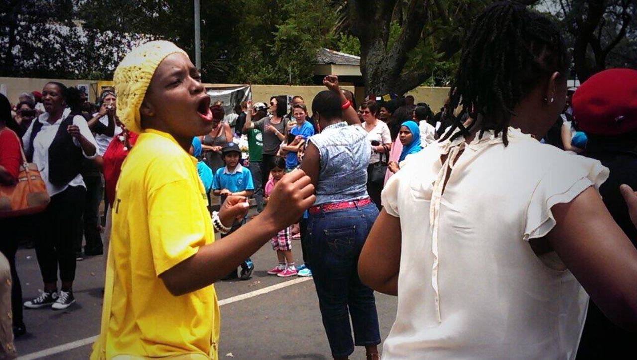 Crowds gather outside Mandela's house in Johannesburg. Producer Griffin described the scene as "surreal."