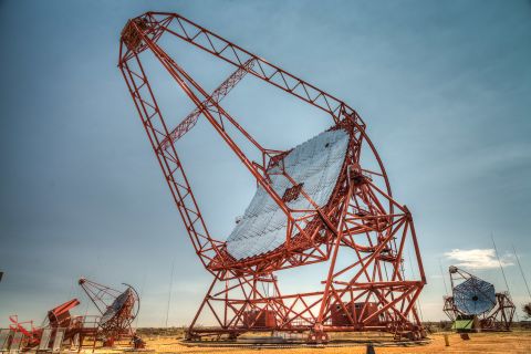 The High Energy Stereoscopic System (HESS) is located in Namibia, near the Gamsberg Mountains, an area known for its excellent optical quality.