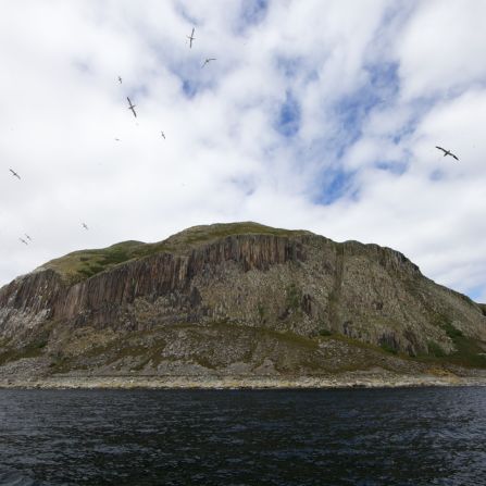 Birds fly above Ailsa Craig, the Scottish island that supplied all 64 curling stones used at the Winter Olympics in Sochi.