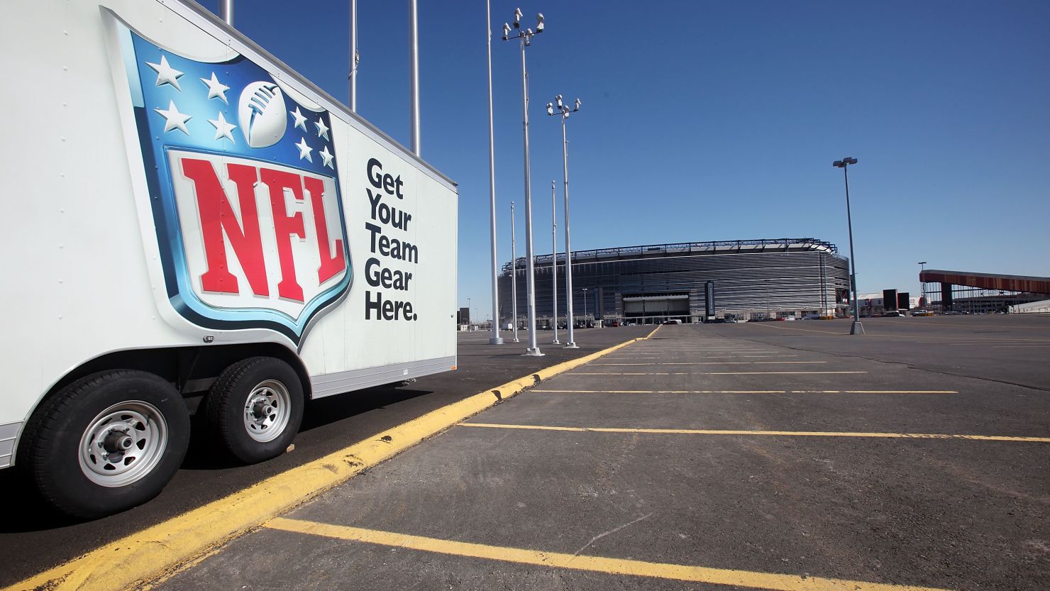 Of 28,000 parking spaces at MetLife Stadium in East Rutherford, New Jersey, 15,000 will be used for security and media during Super Bowl XLVII.