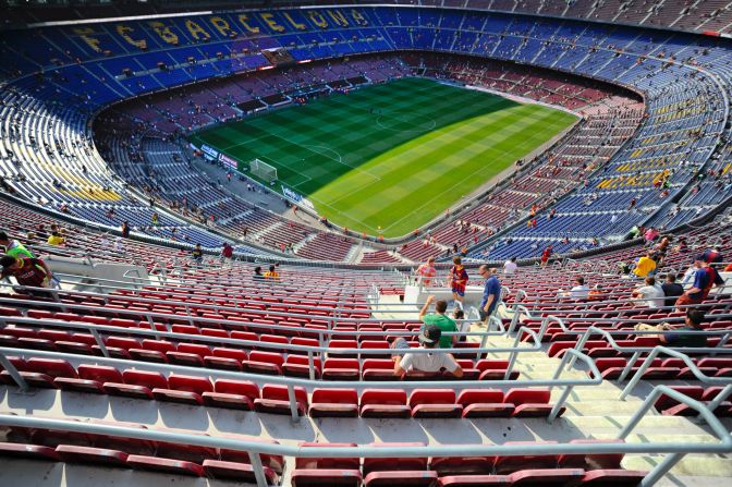 Barcelona is considering leaving its Nou Camp stadium, where it has played since 1957. The Catalan ground is the largest stadium in Europe with a <a href="index.php?page=&url=http%3A%2F%2Fwww.fcbarcelona.com%2Fclub%2Fhistory%2Fdetail%2Fcard%2F1957-the-inauguration-of-the-camp-nou" target="_blank" target="_blank">current capacity of 98,772</a>, but it falls behind other sporting arenas from around the world.