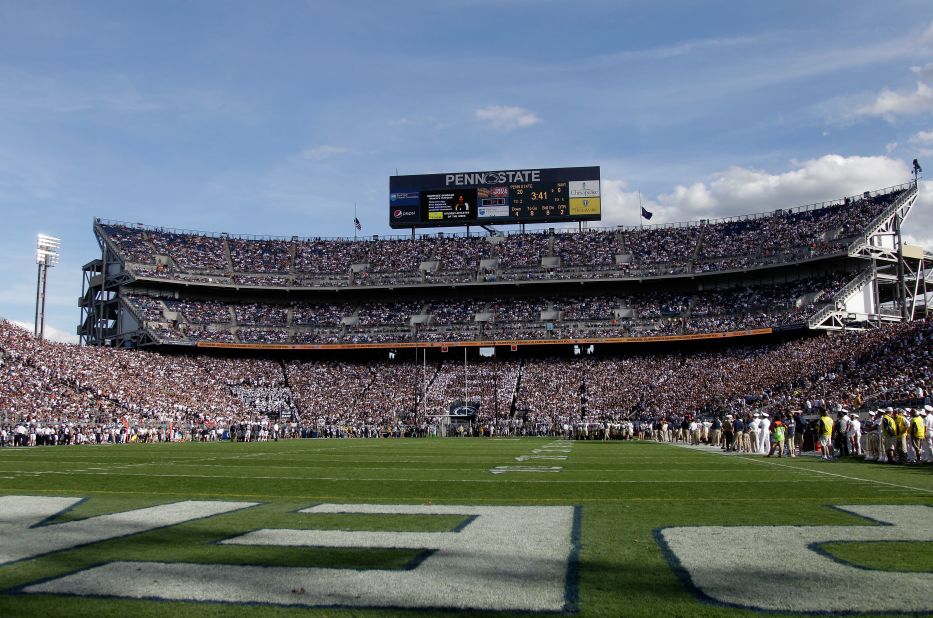 Beaver Stadium is another giant arena used by a school team. The Penn State Nittany Lions can be backed by up to 106,000 supporters.
