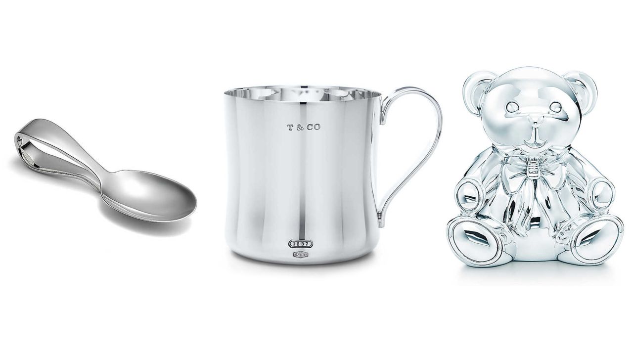 Your family and friends' new additions already seem to have so much stuff. What's left to give? Silver is a traditional heirloom gift for infants. Tiffany & Co. has plenty of gift options.