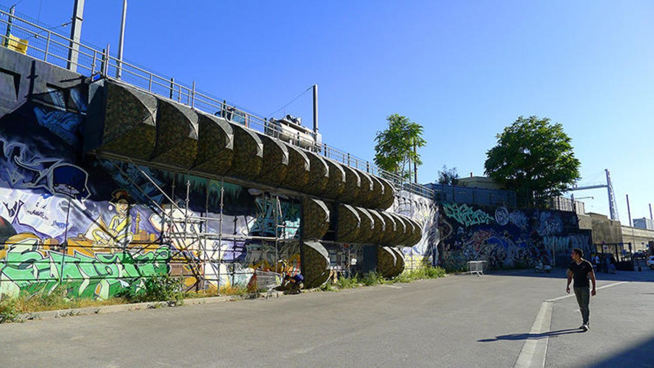 He calls the process "architectural kama sutra" because of the unorthodox positioning of the structures above or below traditional buildings. A-kamp47, as the Marseilles project is called, will be included in a series of similar efforts for Malka's book, Le Petit Pari(s), coming out in February of next year.