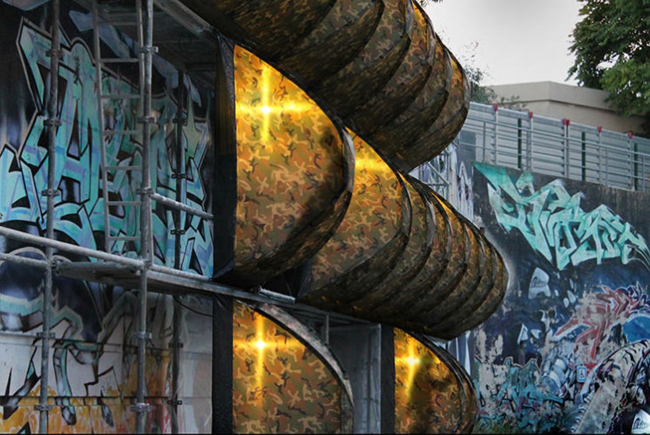According to Malka, the rule also applies to A-kamp47, which, because it's tacked to the side of the Marseilles train station, and not sitting horizontally on the property of the nearby cultural center, qualifies as public space.