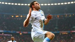 James Milner celebrates scoring Manchester City's third goal against Bayern Munich at the Allianz Arena on Tuesday.