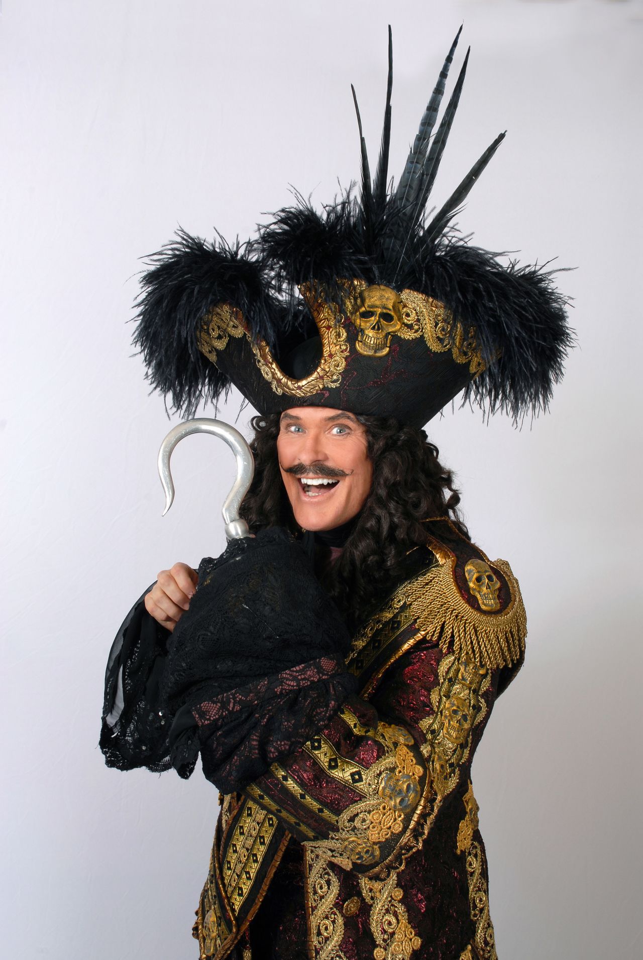 David Hasselhoff debuts in pantomime as Captain Hook in "Peter Pan" at the New Wimbledon Theatre (2010).